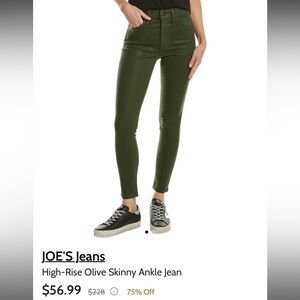 Joes Jeans - High Rise Coated Olive Skinny Ankle Jeans
